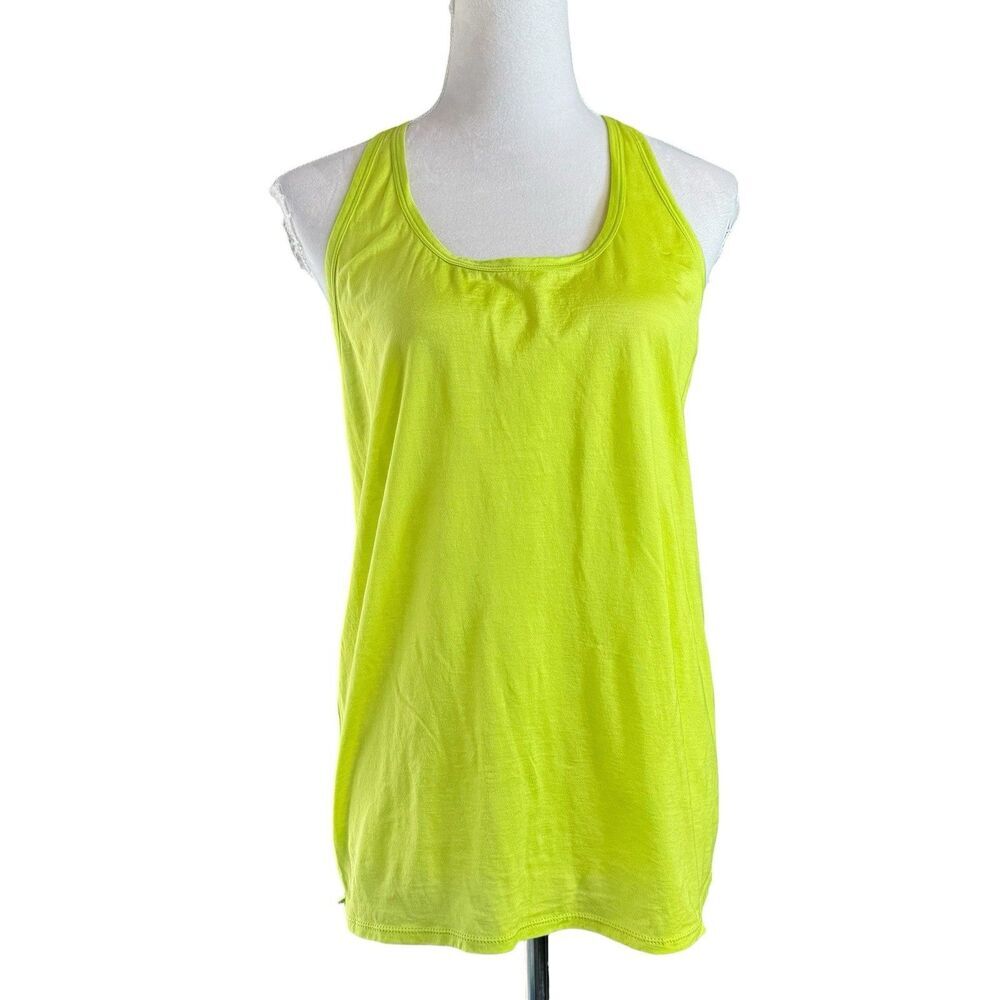 Helmut Lang Racerback Tank Top Size L Green Lime Cotton Relaxed Luxury Designer